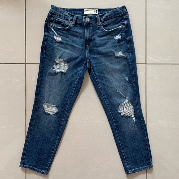 GARAGE Distressed Medium Wash Low Rise Straight Leg Ankle Jean | Size 03 - Picture 1 of 8